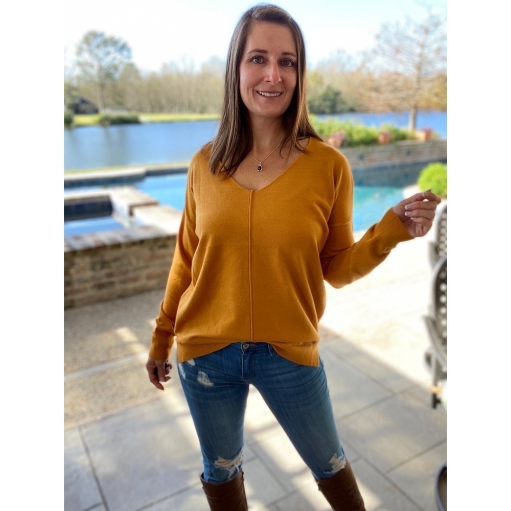 V-Neck Sweater Light Weight Mustard 5020